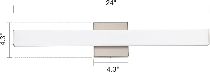 Bathroom Vanity Light Brushed Nickel Square LED 24 inch 14W 4000K Natural White - Image 2