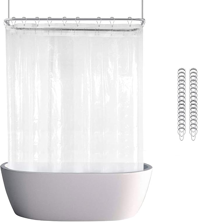 Clawfoot Tub Shower Curtain Liner 180x70 Inch Clear Warp Around Extra Wide 36 by De-Mediocre