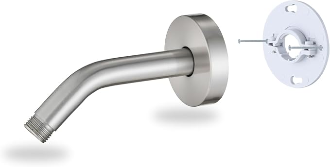 6 Inch Shower Arm with Flange and Stabilizer Bracket, Wall Mounted Shower Pipe by RAINREVIVE