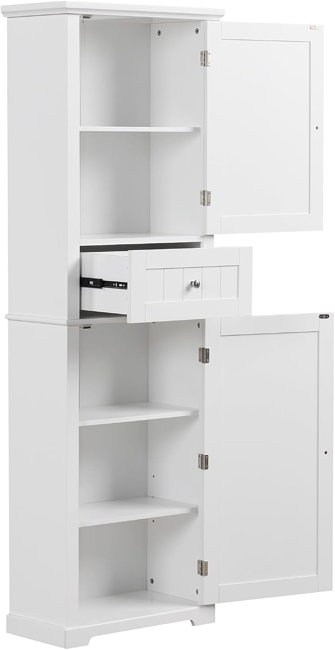 GERRIT 67.3" Tall Linen Storage Cabinet, Modern Freestanding - Image 8