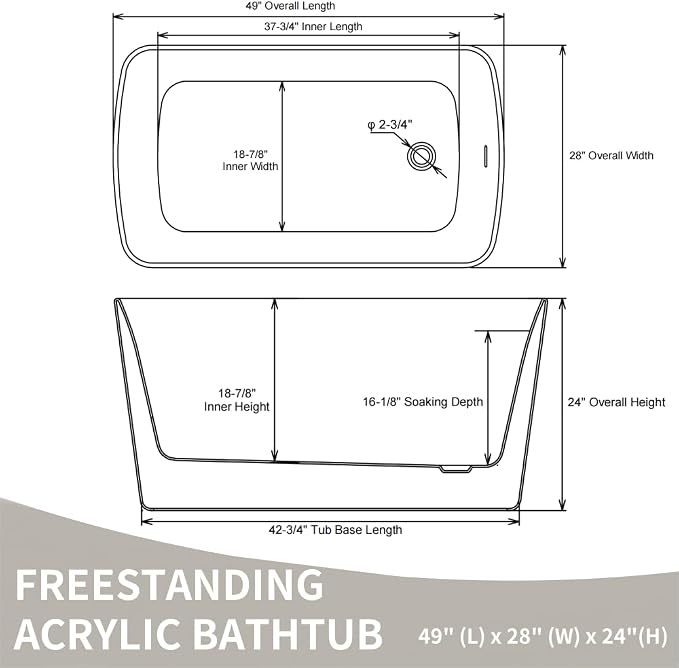 Abruzzo 49" Small Freestanding Bathtub - Image 3