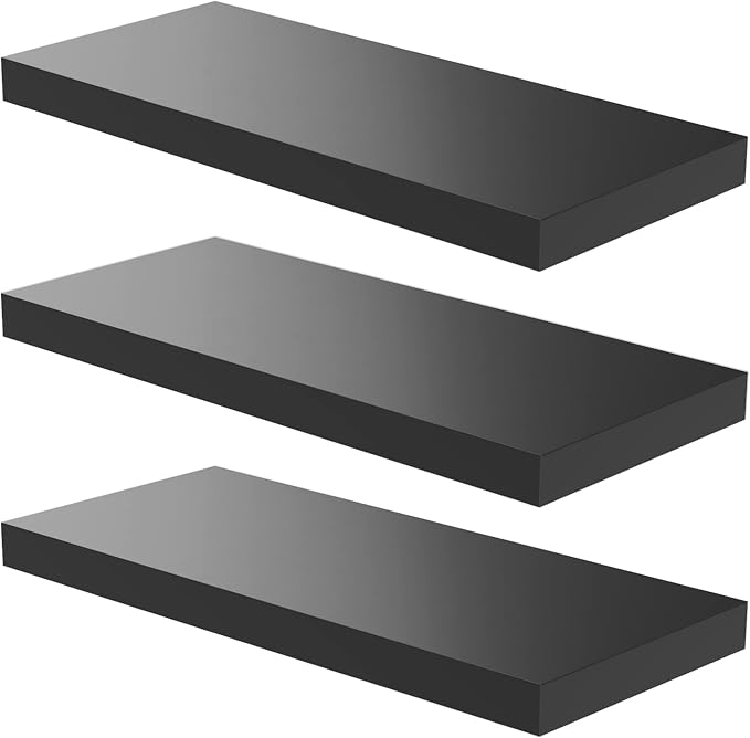 Floating Shelf, 24 in W x 12.75 in D x 2 in H Wooden Floating Wall Shelf by Home