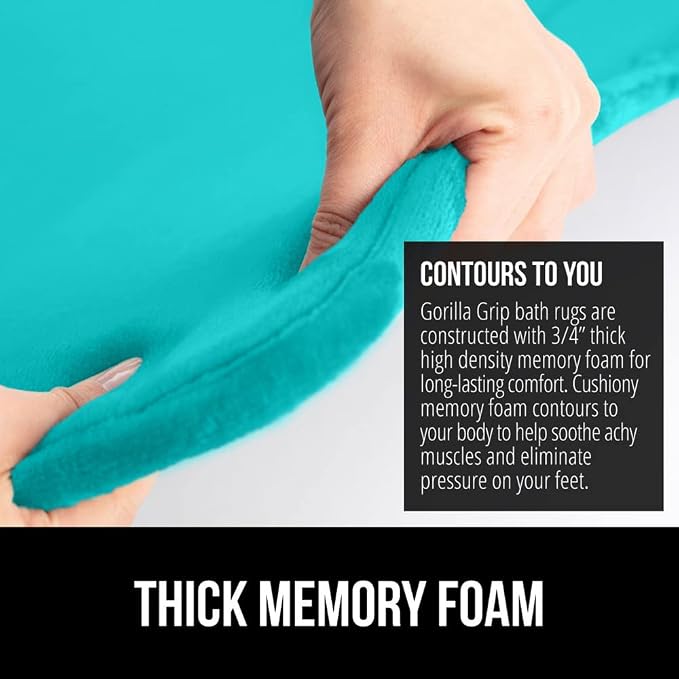 GORILLA GRIP Memory Foam Bath Rugs, Soft Absorbent Velvet Bathroom Mats - Image 4
