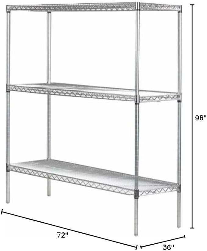 Omega 36" Deep x 72" Wide x 96" High 3 Tier Chrome Starter Shelving Unit - Image 2
