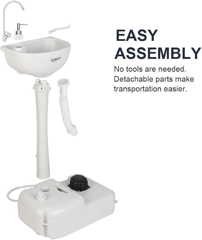 VINGLI Upgraded Portable Sink| Rolling Hand Wash Basin Stand - Image 5