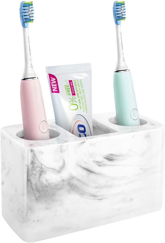 Luxspire Electric Toothbrush Holder, 3 Slots Large Marble Toothbrush Toothpaste by Luxspire