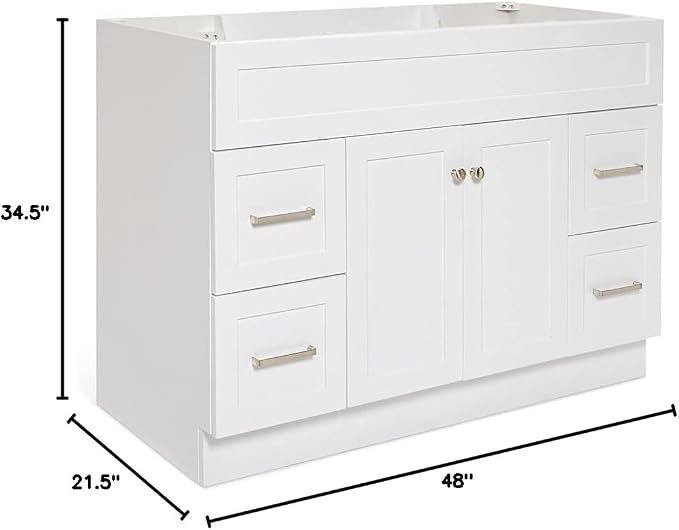 ARIEL Single Sink Bathroom Vanity Base Cabinet in White - Image 2