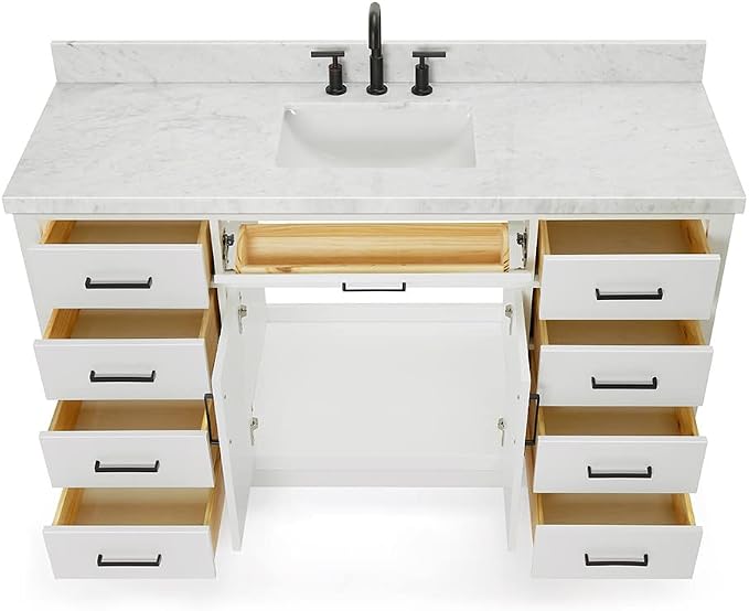 ARIEL Hepburn 61" White Bathroom Vanity - Image 6
