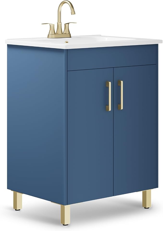 phiestina Blue Fully Pre-Assembled 24 Inch Bathroom Vanity by Phiestina