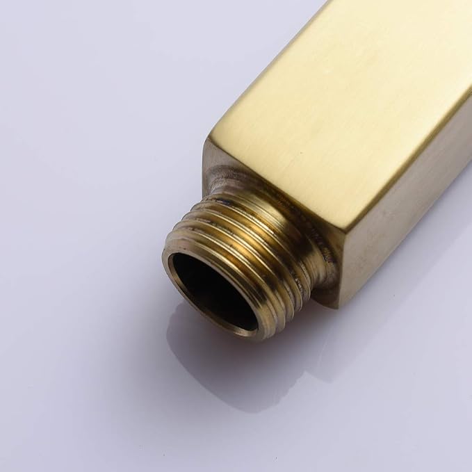 Brushed Gold Shower Arm with Flange 4 inch Square Shower Head Extension Arm - Image 3