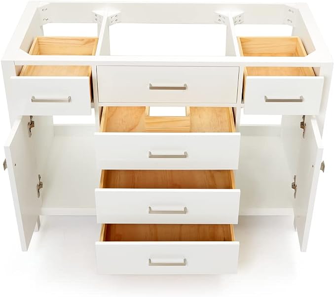 ARIEL Bristol 48" White Bathroom Vanity Base Cabinet, Single Sink Configuration - Image 5