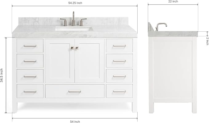 ARIEL Bathroom Vanity 54" White - Image 2