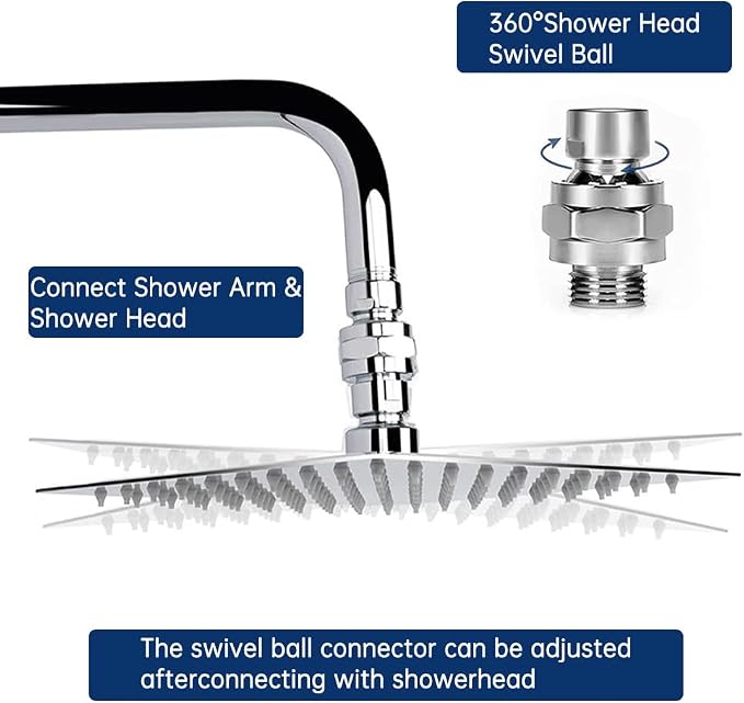 Shower Head Swivel Ball Adapter, Solid Brass Universal Shower Head Connector - Image 4