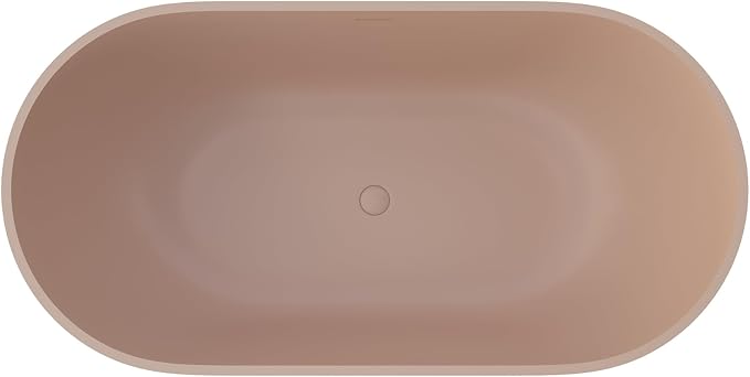 Premium 59" Pink-Sandstone Solid Surface Free Standing Tub, Upgraded Oval Resin - Image 3