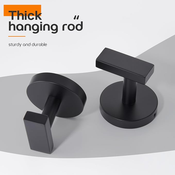 Robe Hook Matte Black Bath Towel Hooks Stainless Steel Wall Hooks - Image 7