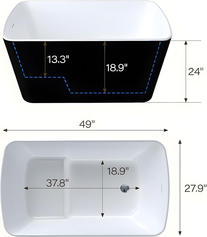 49" Acrylic Freestanding Bathtub - Image 5
