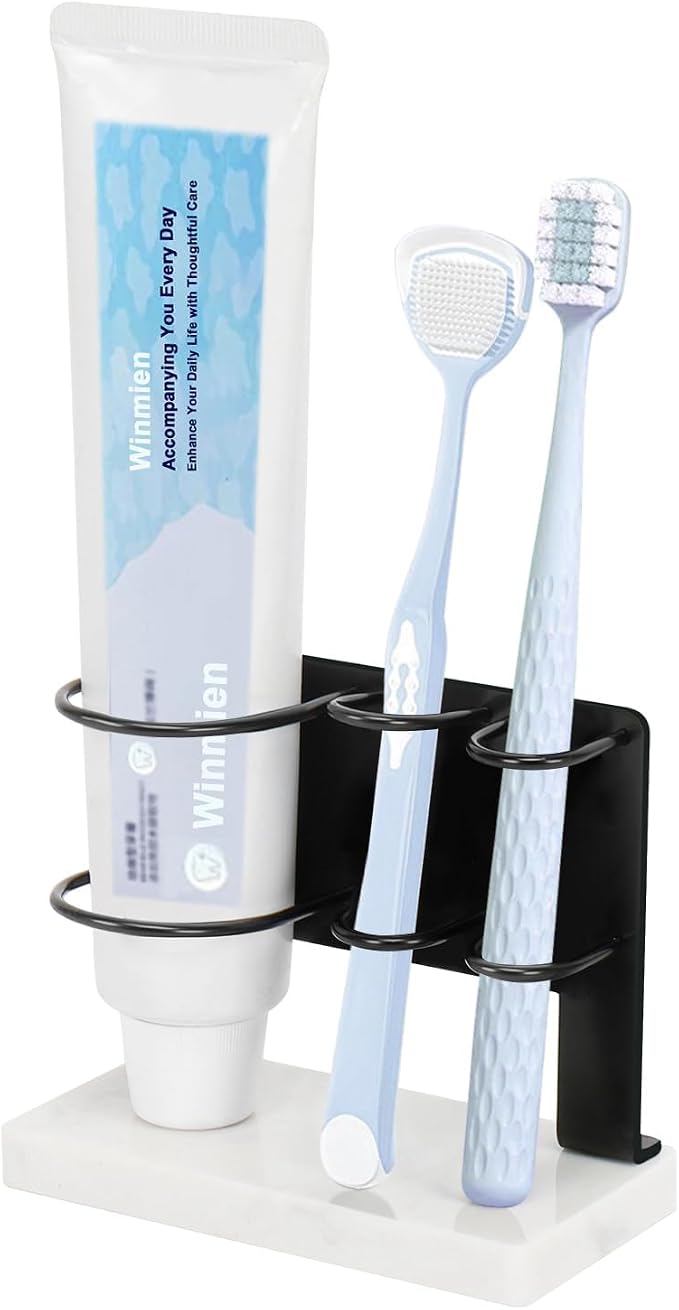 Toothbrush Holder for Bathroom Counter, Metal Toothbrush and Toothpaste Holder by WINMIEN