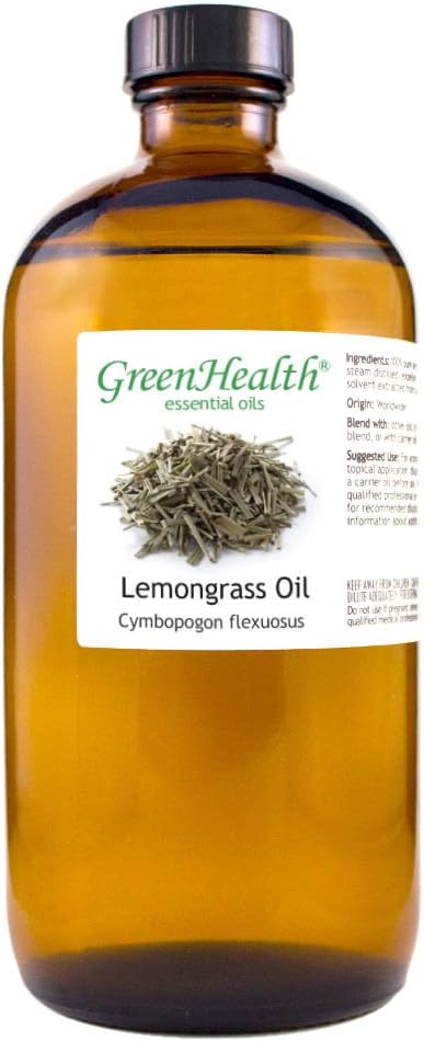 GreenHealth Lemongrass Essential Oil – 16 fl oz – 100% Pure & Uncut | Amber - Image 2
