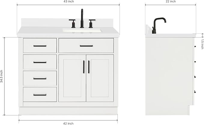 ARIEL Bathroom Vanity 43" White - Image 2