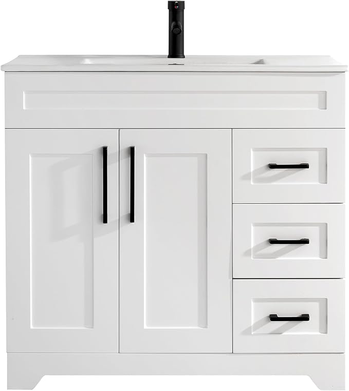 36" Bathroom Vanity with Sink Top, 2 Soft Closing Doors & 3 Full Extension by Tonyrena