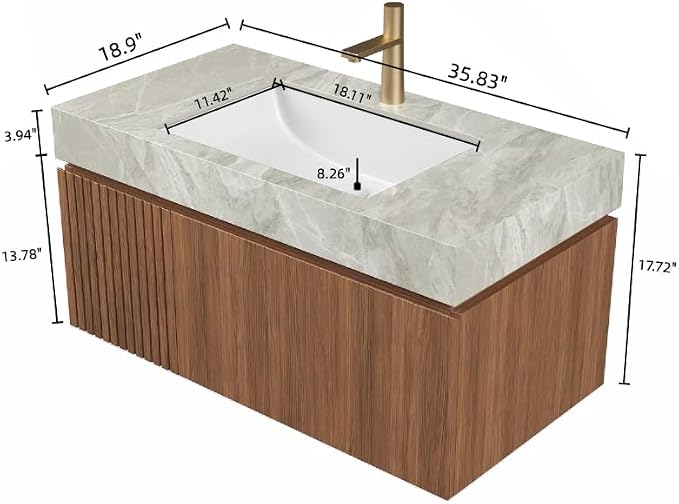 Ambrovina 36" Floating Bathroom Vanity - Image 2