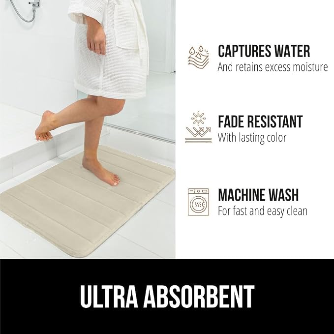 GORILLA GRIP Memory Foam Bath Mat, Soft Absorbent US Designed Bathroom Rug - Image 7