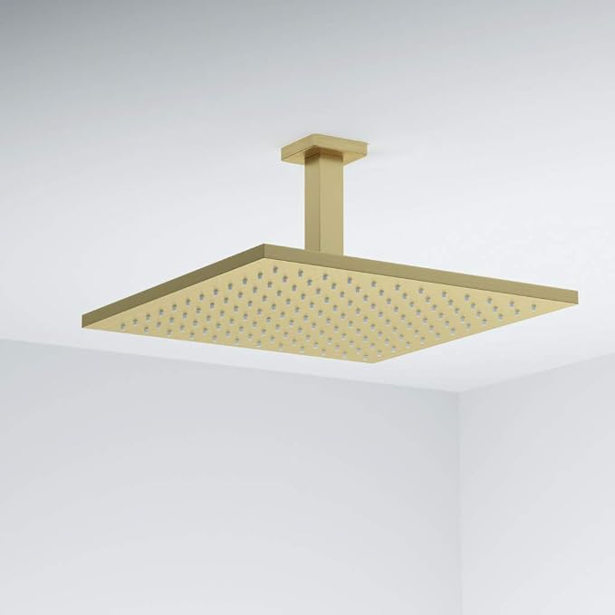 Brushed Gold Shower Arm with Flange 4 inch Square Shower Head Extension Arm - Image 7