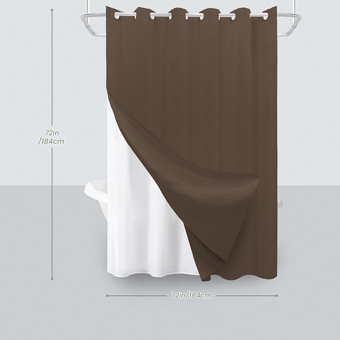 Inhousolu No Hook Waffle Weave Shower Curtain - Image 7