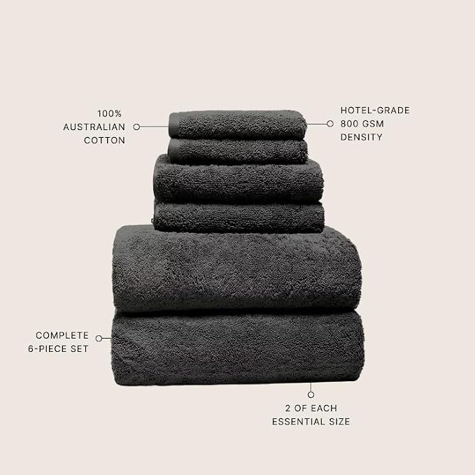 Italic Ultraplush 100% Australian Cotton Towels Standard 6 Piece Set, 2 Bath - Image 3