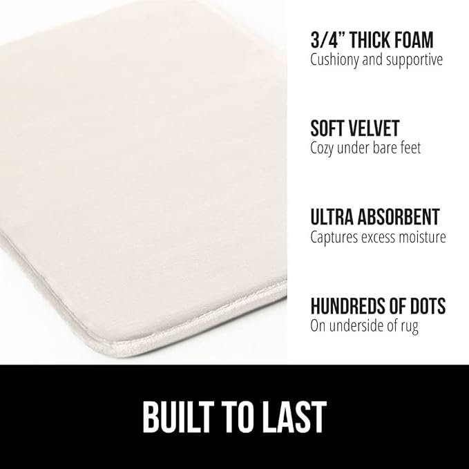 GORILLA GRIP Memory Foam Bath Mat, Soft Absorbent Velvet Bathroom Mats - Image 3