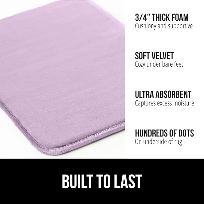 GORILLA GRIP Memory Foam Bath Mat, Soft Absorbent Velvet Bathroom Mats - Image 3