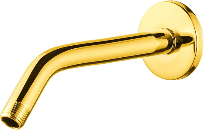OFFO Shower Arm with Flange, 10 in Bright Gold Wall Mount Replacement Angle by OFFO