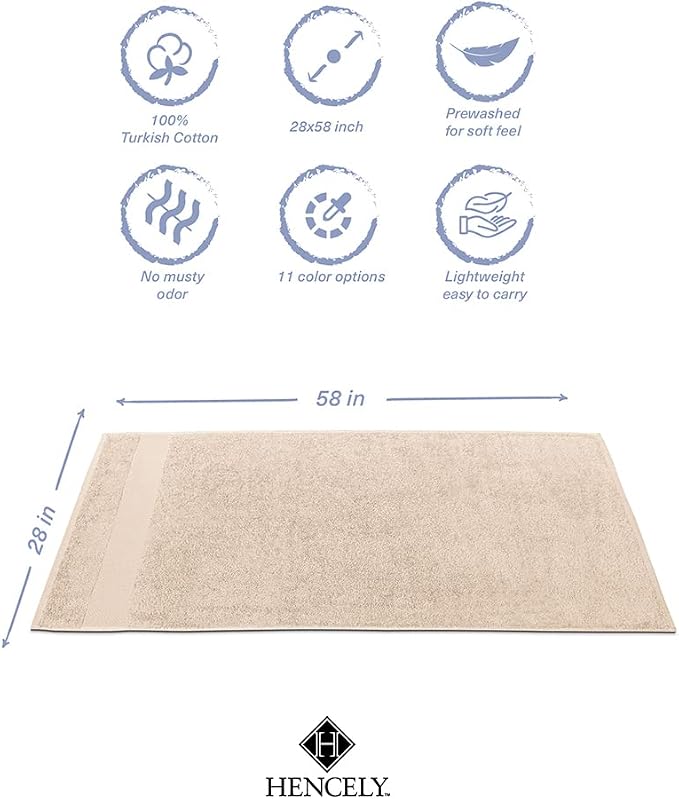 Hencely Premium Bath Towel Set of 4-28x 58 inches Soft Turkish Cotton Absorbent - Image 5