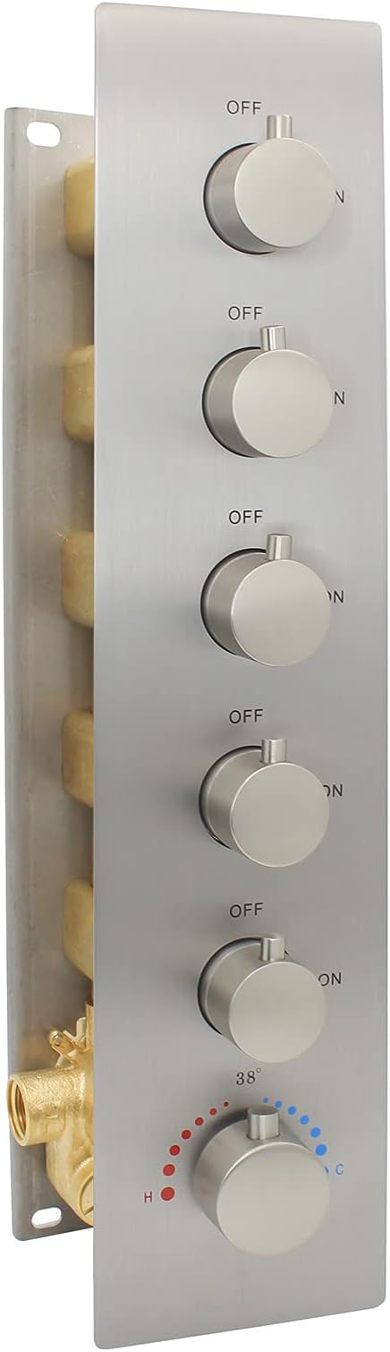 HOMEDEC 5-Function Brass Thermostatic Shower Valve Kit Can Run at Same Time by HOMEDEC