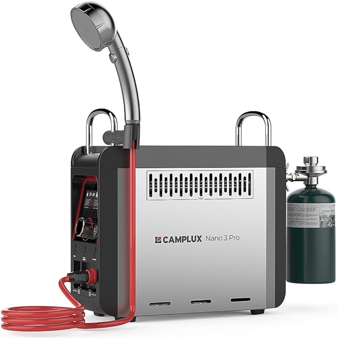 CAMPLUX Nano 3 Pro 1 lb Propane Portable Water Heater, Table Top Camp Water by CAMPLUX