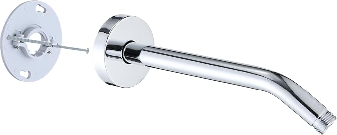 10 Inch Shower Arm with Flange and Stabilizer Bracket, Wall Mounted Shower Pipe by RAINREVIVE