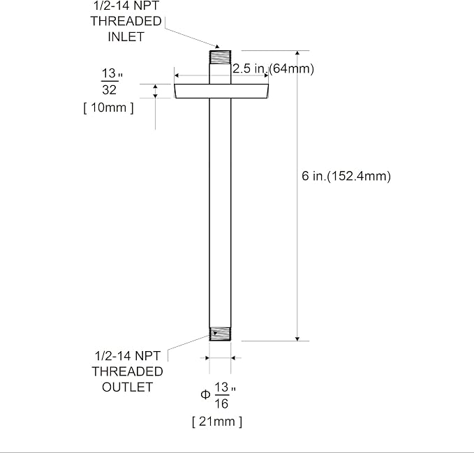 OFFO Shower Arm with Flange, 6 in Ceiling Mount Replacement Rain Shower Head - Image 7