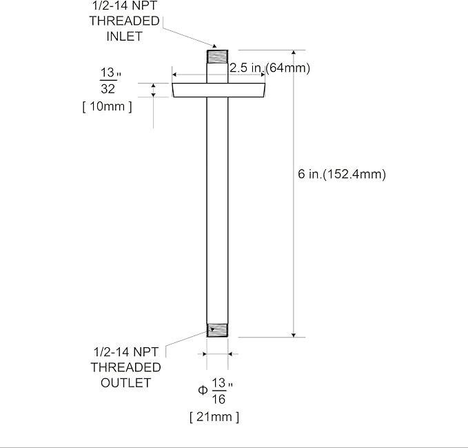 OFFO Shower Arm with Flange, Bright Gold 6 in Ceiling Mount Replacement Rain - Image 7