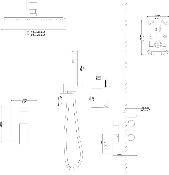 Lordear Rain Shower System Wall Mounted Shower Faucet Set - Image 4