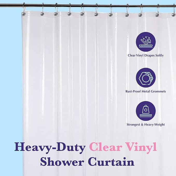Epica Shower Curtain – Strongest Heavy-Duty Clear Vinyl 72x72 Shower Curtain - Image 2