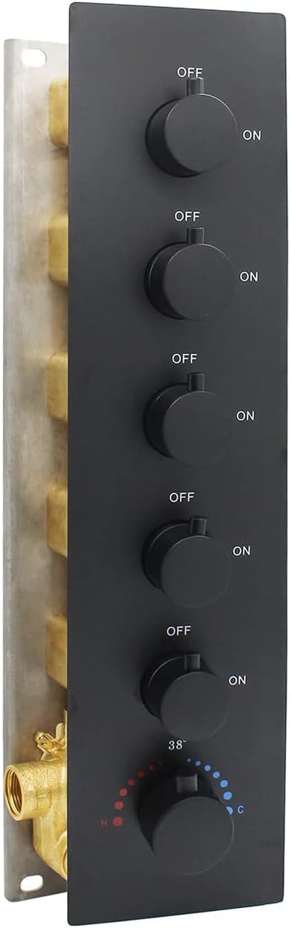 HOMEDEC Matte Black 5-Way Shower Diverter Valve Kit, 5 Port Concealed Brass by HOMEDEC