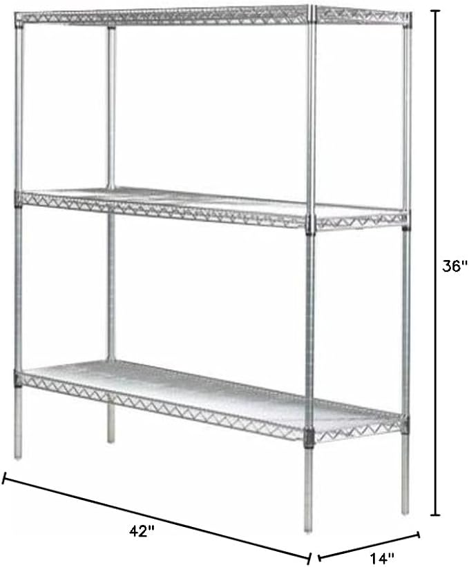 Omega 14" Deep x 42" Wide x 36" High 3 Tier Chrome Starter Shelving Unit - Image 2