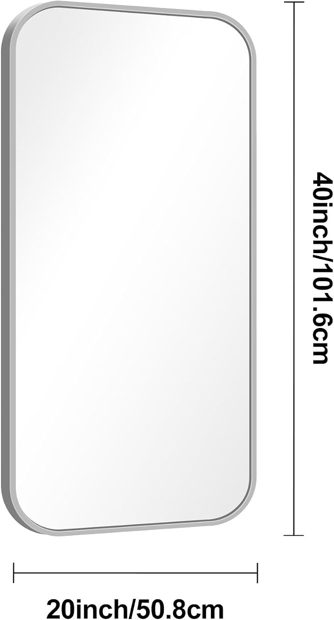 BONEWEI Silver Bathroom Mirror, 20x40 inch Wall Mirror - Image 7
