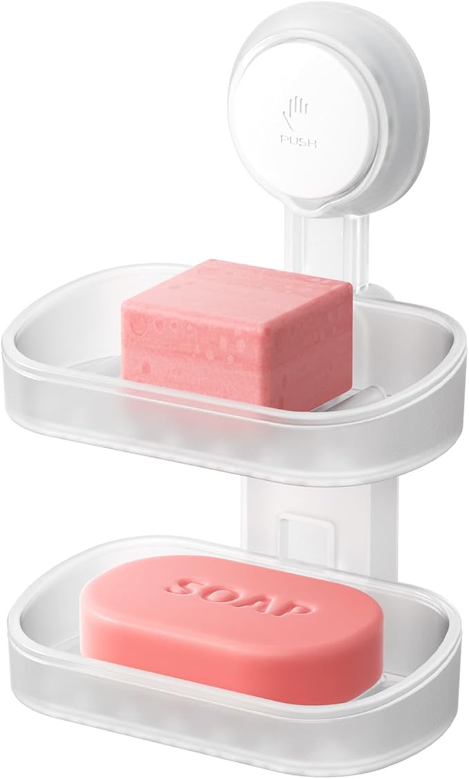 TAILI Double Layer Soap Dish Holder Suction Cup, Strong Sponge Holder by TAILI