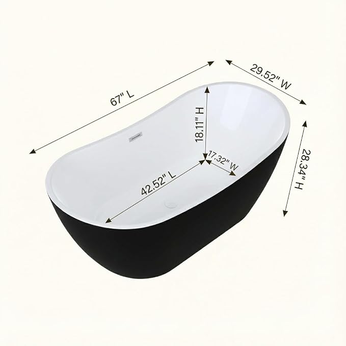 Bathtub with Upturned Ends, CUPC Chrome Drain and Overflow, Built-in Overflow - Image 2