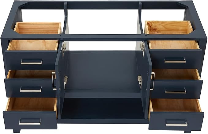 ARIEL 54" Midnight Blue Bathroom Vanity Base Cabinet, Center Rectangular Sink - Image 5