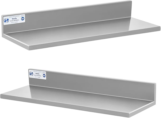Hally Stainless Steel Wall Shelf 8.6 x 24 Inches 50 lb, NSF Commercial Heavy by HallySinksTablesH