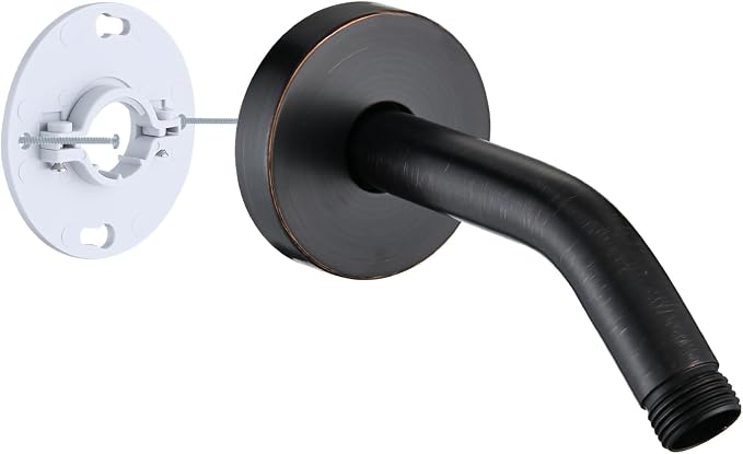 6 Inch Shower Arm with Flange and Stabilizer Bracket, Wall Mounted Shower Pipe by RAINREVIVE