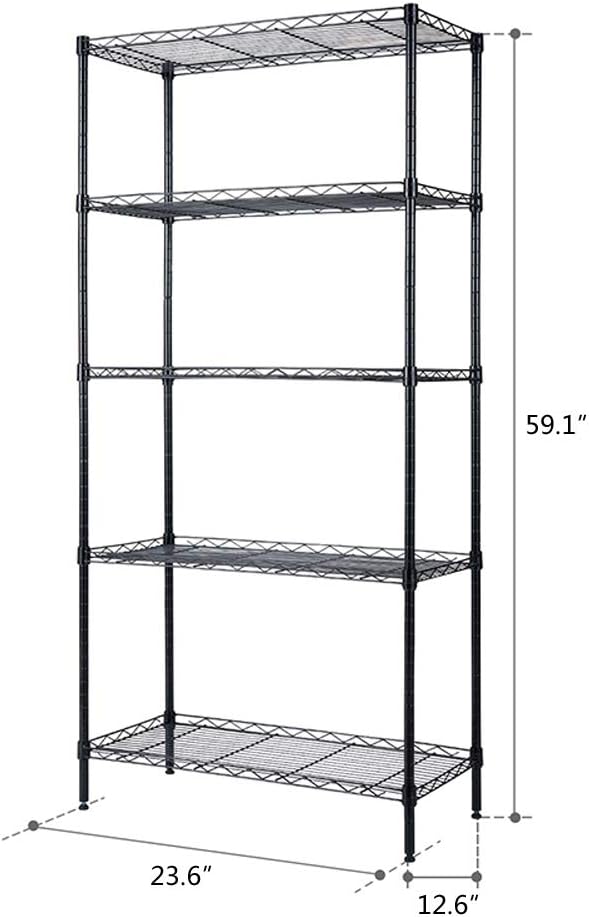 BNSPLY 5 Tier Wire Shelving Unit, Height Adjustable Wire Shelves, Metal Storage - Image 3