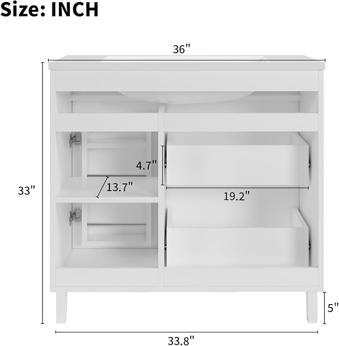 Bathroom Vanity with Sink Combo, 2 Drawers and Drain - Image 4